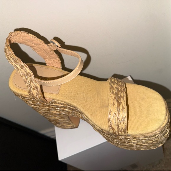 Miss Lola Beige Platform Wedge Sandals - Picture 2 of 4